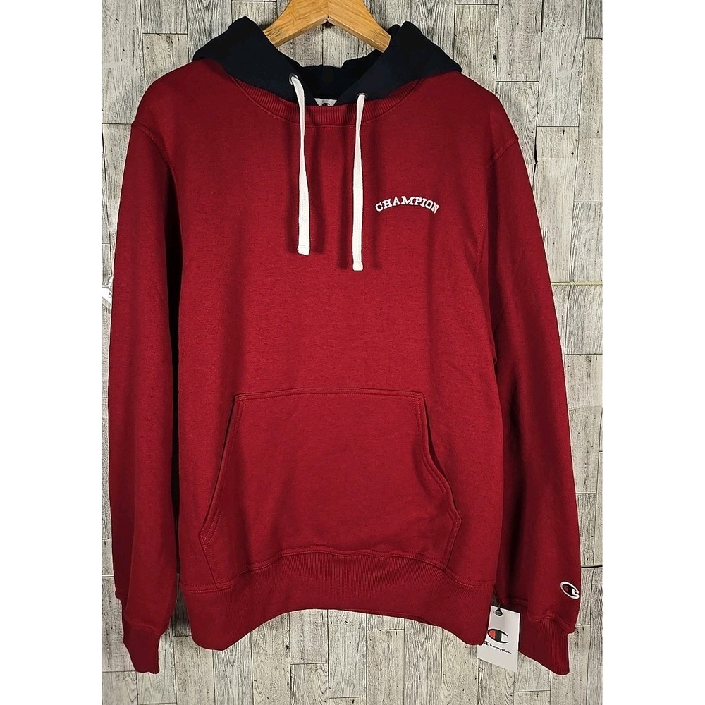 Champion Sweatshirt Hoodie SMALL Maroon Navy Hood Front Pocket NEW